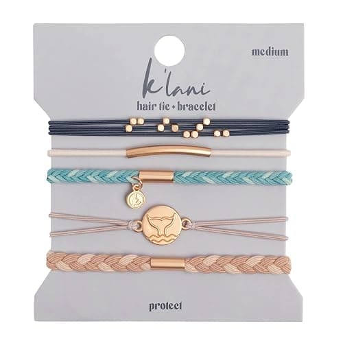 K'lani Protect Hair Tie Bracelets - Elastic Ponytail Holder - Medium | Doubles as stylish jewelry; strong-hold ponytail holder; gift for birthdays, Mother's Day & graduation; set of 5 - Image 1
