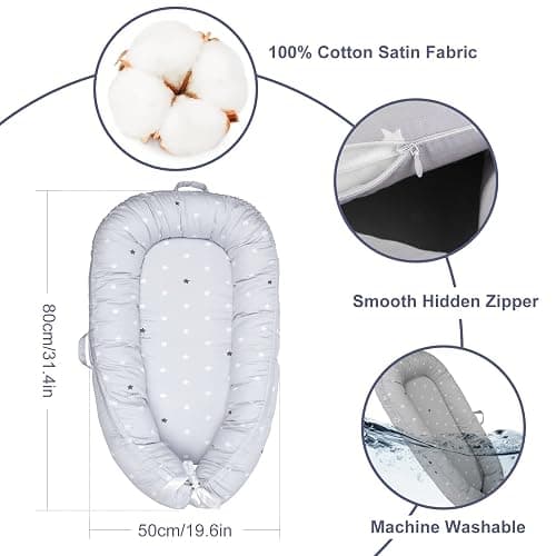 Baby Nest Pod for Newborn, Baby Lounger for 0-12 Months Boys Girls, 100% Cotton Baby Nest, Baby Essentials for Newborn, Baby Gifts thumbnail 2