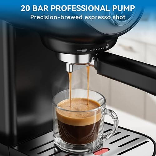 XIXUBX Espresso Machine, 20 BAR Pump Temperature Control, Compact Espresso Maker with Steam Milk Frother, Professional Coffee Makers for Home, Cappuccino, Latte, Gifts for Coffee Lover, Black thumbnail 2