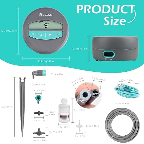 Zeego Automatic Drip Irrigation Kit with Digital Programmable Water Timer, 10 Potted Indoor Outdoor Houseplants Support (Incremental Support), Smart DIY Watering Schedules/Modes thumbnail 3