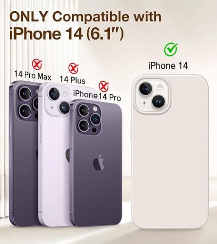GONEZ Magnetic for iPhone 14 Case, Compatible with Magsafe, with Screen Protector + Camera Protector, Anti-Scratch Microfiber Lining, Liquid Silicone Shockproof Protective Phone Case, Stone - Stone thumbnail 2