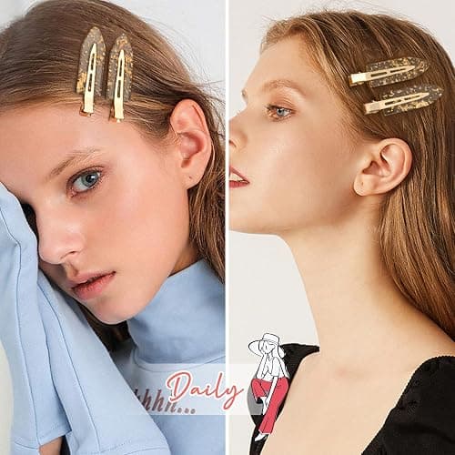 8PCS No Bend No Crease Gold Glitter Makeup Creaseless Hair Clips - Styling Hair Accessories for Bride, Women & Girls thumbnail 4
