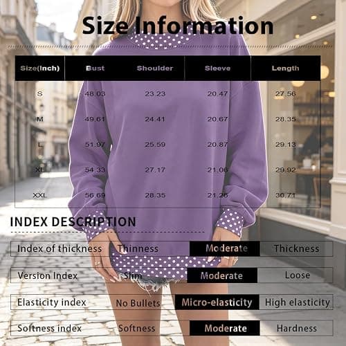 Polka Dot Mock Neck Sweatshirt Women Oversized Cute Fall Baggy Sweatshirt | No Hood, Casual, Long Sleeve, Loose Fit, Cozy, Soft, Hoodless Hoodies, Cotton Sweaters, Sudaderas Para Mujer, Fall Fashion thumbnail 3