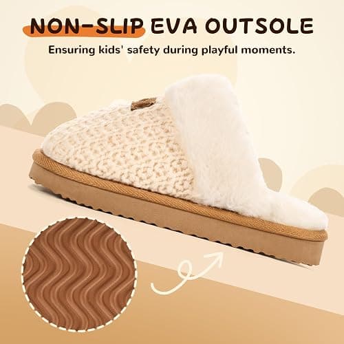 OOW Kids Slippers with Memory Foam Girls Boys House Slippers Fuzzy Indoor Shoes Warm Soft Plush Bedroom Slippers Slides thumbnail 6