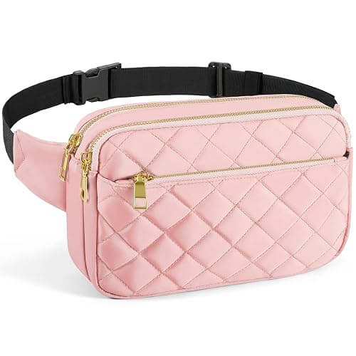 CXWMZY Fashion Fanny Packs for Women & Men, Girls Boys Teens Waist Bag Hip Bum Bag Cute Fanny Pack Casual Bum Bag with Multi-Pockets Adjustable Belts for Disney Traveling Cycling Running (Pink) - Image 1
