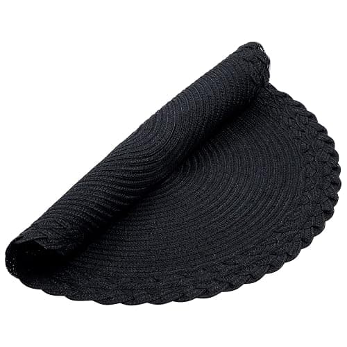 SHACOS Round Placemats Set of 4 Boho Braided Border 15 inch Circle Place Mats Washable Fabric Table Mats for Kitchen Dining Table, Black thumbnail 7