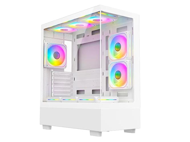 ASC Gaming PC Tower, AMD Ryzen 5 5500, 16GB RAM, 1TB+256GB SSD, RTX4060 8GB Graphics, Windows 11, White RGB 9 Fan Glass Gaming Case thumbnail 2