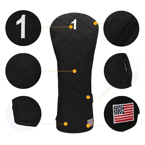 YuEagleSky Golf Head Covers Driver Fairway #3#5 Hybrid USA Flag for Club Men Women, (Black or White) thumbnail 3