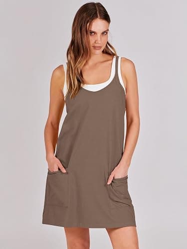 ANRABESS Women Athletic Dress Summer Tennis Workout Active Sports Mini Romper Dress Built in Shorts Travel Vacation Clothes thumbnail 2