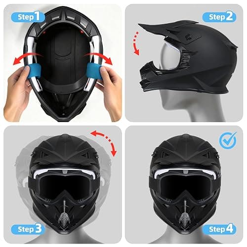 Kids Dirt Bike Helmets Youth ATV Helmet, Kids Motocross Helmet for Off Road, UTV, BMX, Street Riding Motorcycle Helmet with Goggles Gloves, DOT Approved thumbnail 9