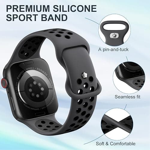 Lerobo 5 Pack Sport Band Compatible for Apple Watch Band 46mm 44mm 45mm 49mm 42mm 41mm 40mm 38mm Men Women, Breathable Silicone Strap for iWatch Series 11 10 9 8 7 6 5 4 3 2 SE 3 2nd Gen Ultra 3 2 1 thumbnail 2