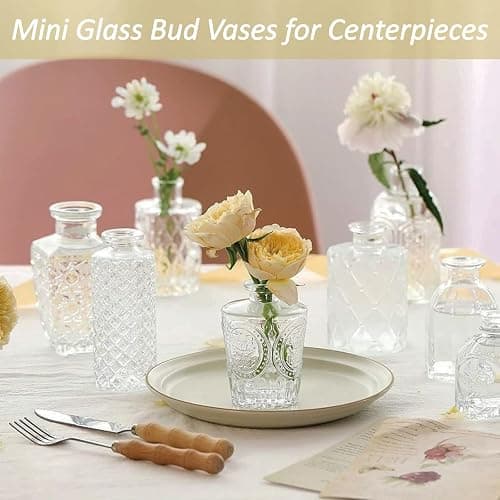 Glass Bud Vases Set of 40 PCS, Small Flower Vases for Wedding Centerpiece Table Decoration, Vintage Vase in Bulk for Flower Arrangements, Mini Vase for Birthday Party, Festival Home Decor,Clear thumbnail 2