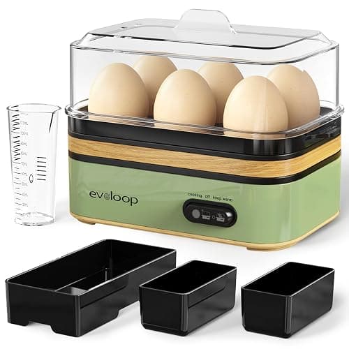 Evoloop Rapid Egg Cooker Electric 6 Eggs Capacity, Soft, Medium, Hard Boiled, Poacher, Omelet Maker Egg Poacher With Auto Shut-Off, BPA Free (Green) - Image 1