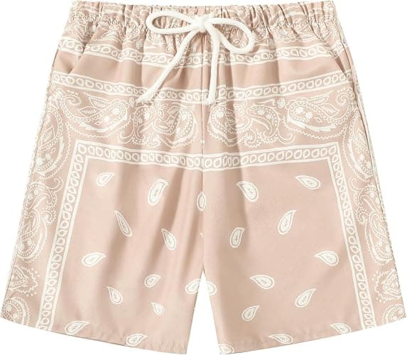 Eymitory Boy's Summer Boho Paisley Print Shorts Casual Kids Drawstring High Waisted Graphic Shorts with Pocket thumbnail 6