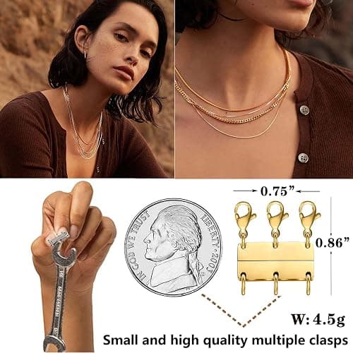 Layering Necklace Clasp 18 K Gold and Silver Separator for Stackable Necklaces thumbnail 2