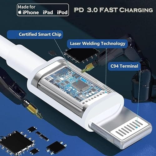 iPhone Charger Fast Charging 10 Feet, PD USB C Wall Charger Block Lightning Cord with 10FT Long Type C to Lightning Fast Charging Data Sync Cable Compatible with iPhone 14 13 12 11 XS XR X 8 SE iPad thumbnail 5