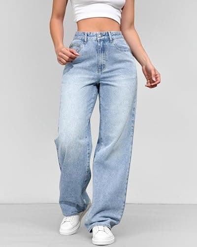 ZendEsltenx Baggy Jeans for Women Wide Leg Trendy Loose Cropped Denim Pants Y2K Boyfriend Jeans thumbnail 4