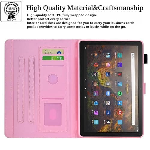 BYCeKe A16 Case for iPad 10th Generation 10.9 inch 2022,for iPad A16 11th Generation 11 Inch 2025,for Pad 10th Gen Cute PU Leather Cover&Pen Holder and Stand for Kids,Girl,Women,Pink Composition Book thumbnail 7