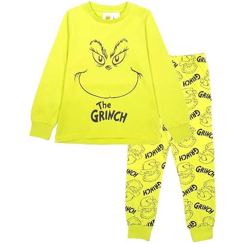 The Grinch Unisex Pyjama for Kids Long Sleeve 100% Cotton Winter Christmas Pyjama - Image 1