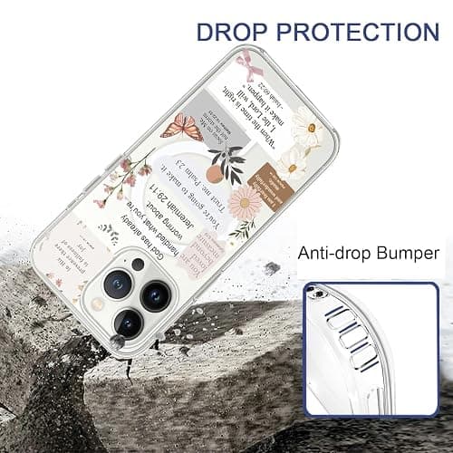 Mlahiotte Magnetic for iPhone 17 Pro, Compatible with Magsafe, Christian Quotes Collage Phone Case Clear Shockproof Protective Cover for Women Girls thumbnail 6