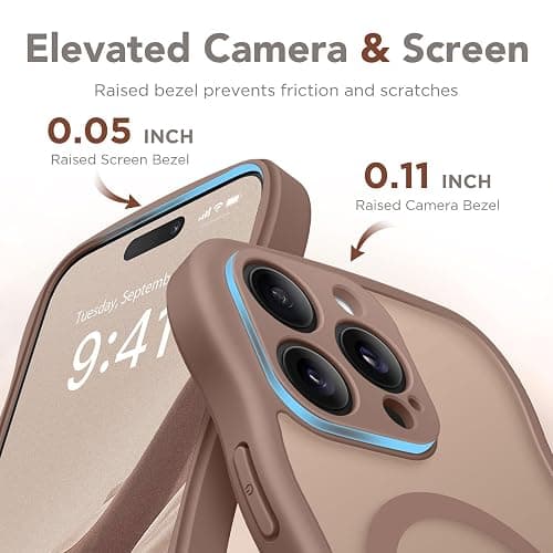 CAPRARO Cute for iPhone 15 Pro Case, Compatible with MagSafe, [Curly Wave Edge] [Full Camera Protection] [14 FT Drop Protection] Magnetic Phone Case for 15 Pro 6.1 Inch, Brown thumbnail 6