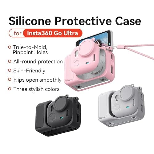 Silicone Case for Insta360 Go Ultra Cases Full Body Sleeve Protective Cover Compatible with Insta360 Go Ultra Camera Accessories with Enhanced Grip, Anti-Scratch Lens Cap, Pink thumbnail 5