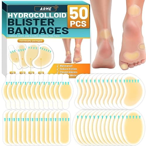 Arme Hydrocolloid Bandages, Gel Blister Bandages for Feet 50Pcs 4 Shape | Waterproof Blister Pads Blister Cushions for Prevention & Recovery for Heel Foot Toe Protection - Image 1