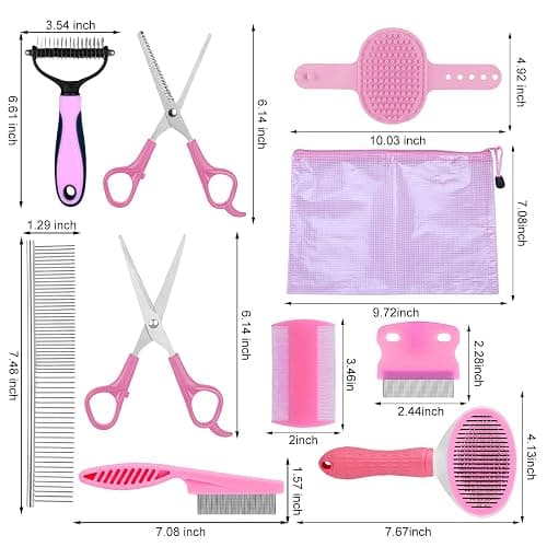 Complete Pet Grooming Solution by Dog - 9PCS Kit with Slicker Brush, Deshedding Tool, and Grooming Comb for All Breeds and Sizes, Promotes Healthy Skin and Coat thumbnail 7