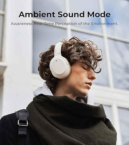 Edifier W820NB Plus Hybrid Active Noise Cancelling Headphones - LDAC Codec - Hi-Res Audio Wireless & Wired - Fast Charge - Over Ear Bluetooth V5.2 Headphones for Travel/Home/Office- Ivory thumbnail 6
