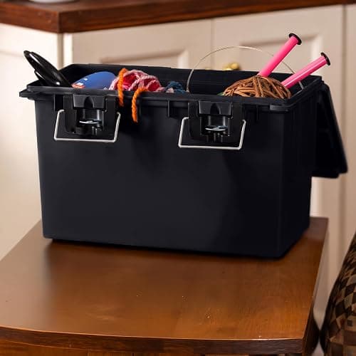 Sheffield 12764 XL Storage Bins With Lids, 4-Pack Stackable Storage Bins, Made in USA, Lockable and Water-Resistant Containers with Lids, Plastic Containers for Home, Classroom, and Dorm thumbnail 2