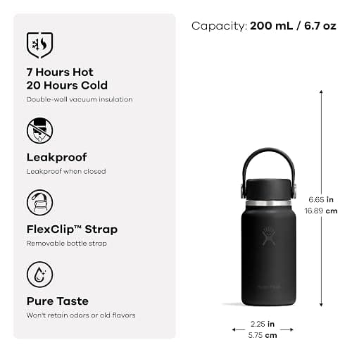 Hydro Flask Micro Bottle - Leak Proof Purse or Pocket Flask - Insulated Mini Water Bottle 6.7 Oz Surf thumbnail 3
