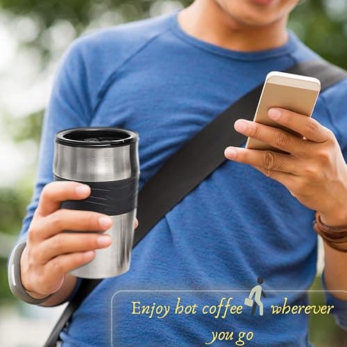 Mixpresso Black Personal Single Serve Coffee Maker with 14oz Travel Mug, Drip Small Coffee Maker with Auto Shut Off, Reusable Filter, Works with Ground Coffee Only – Not for K-Cup Pods thumbnail 2