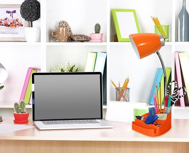Limelights LD1056-ORG Desk Lamp Organizer with iPad Tablet Book Stand and USB Charging Port, Orange thumbnail 2