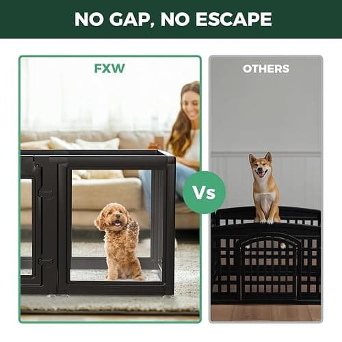 FXW AuraSpace Acrylic Indoor Dog Playpen for Puppies and Small Dogs, 24 Inch, 12 Panels, Black thumbnail 2