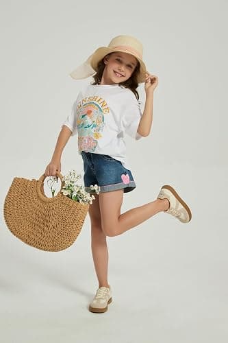 QJQ Girl's Cute Graphic T Shirts Short Sleeve Crewneck Tees Summer Trendy Preppy Tops Clothes thumbnail 8