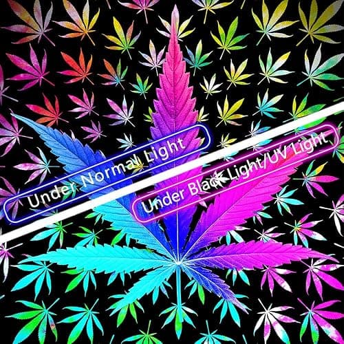 VEIGIKE Cool Trippy Weed Blacklight Tapestry UV Reactive, Neon Tie Dye Marijuana Leaf Cannabis Black Light Art Poster for Men Room Bedroom, Psychedelic Glow in The Dark Blanket Party Decor (60X40) thumbnail 5