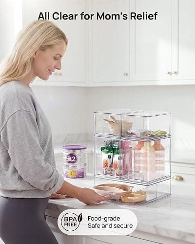 Vtopmart Stackable Storage Drawers Set of 5, Clear Plastic Organizer Bins for Baby Bottle, Beauty Supplies Storage, Ideal for Kichen Countertop, Vanity, Bathroom, Cabinet, Pantry Organization thumbnail 5
