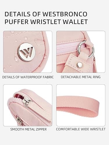 WESTBRONCO Wristlet Wallets for Women – RFID Blocking Quilted Nylon Phone Wallet, Card Holder Purse for Travel & Everyday Use thumbnail 6