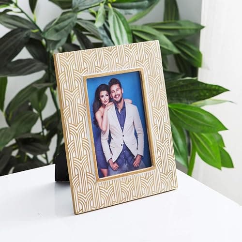 Kimdio 4x6 Picture Frame Resin Table Gold Photo Frames Rustic Frame with High Definition Glass for Wall or Tabletop Display thumbnail 7