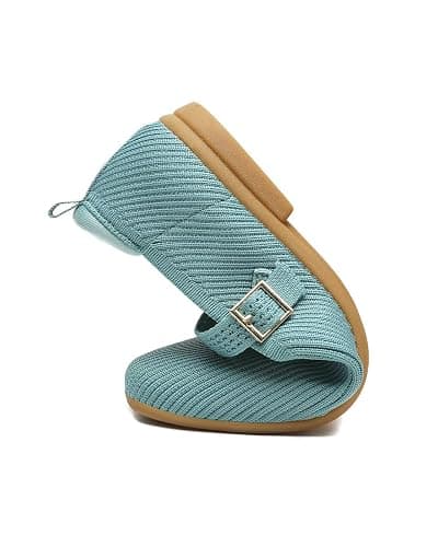 ZUXYAFU Women's Mary Jane Ballet Flats Square Toe Knit Ballerina Walking Dressy Office Slip-on Shoes with Strap thumbnail 5