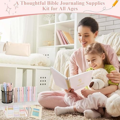 Flasoo 106 Pack Bible Study Supplies Journaling Kit for Women, Church Journal Note Taking Annotation Kit, Tabs and Highlighters Set with Pencil Case and More Bible Accessories Christian Gift thumbnail 7