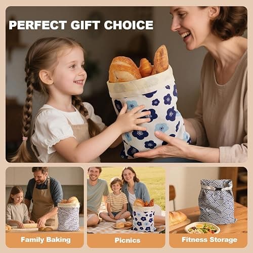 Augine Beeswax Bread Bags for Sourdough, Reusable Bread Bags for Homemade Bread, 2 Pack Natural Cotton Beeswax Storage, Natural Cotton Beeswax Bags, Large Capacity thumbnail 7
