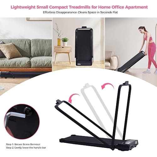Treadmill with Handles for Home Small, 3.0HP Electric Compact Walking Pad Treadmills with Handle Bar, 0.6-6.2MPH Portable Under Desk Treadmill Home for Small Space, 320LBS thumbnail 9