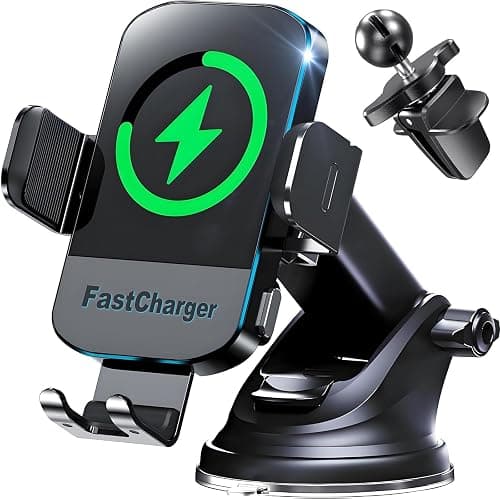 CHGeek Wireless Car Charger, 2026 Upgrade 15W Fast Charging Auto Clamping Car Phone Holder Charger, Phone Holders for car Mount, fit for iPhone 17 16 15 14 13 Mini Pro Max XR,Samsung Galaxy S25 Ultra - Image 1