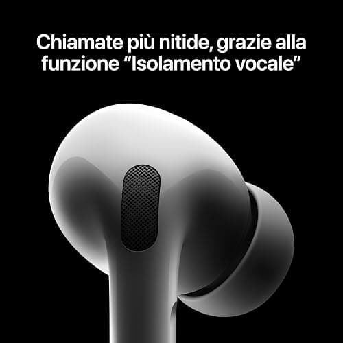 Apple AirPods Pro 2 Auricolari wireless, Auricolari Bluetooth, Cancellazione attiva del rumore, Funzione Apparecchio acustico, Trasparenza, Audio spaziale personalizzato, Alta fedeltà, Ricarica USB-C thumbnail 6