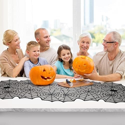 Halloween Table Runner, Black Lace Spider Web Table Runners for Halloween Decor/Party Dinner Table Decoration 18 x 72Inch thumbnail 7