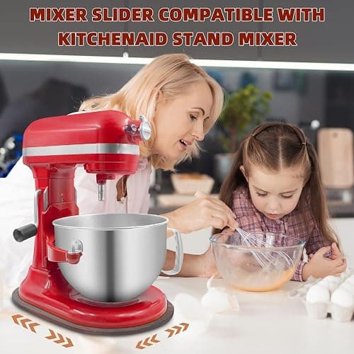 Mixer Slider Compatible with 5.5-8 QT Kitchen Aid Stand Mixers, Kitchen Countertop Storage Mover Sliding Caddy Mixer Slider Mat for Kitchen Aid Stand Mixer Accessories Attachment (Pine Wood - Brown) thumbnail 7