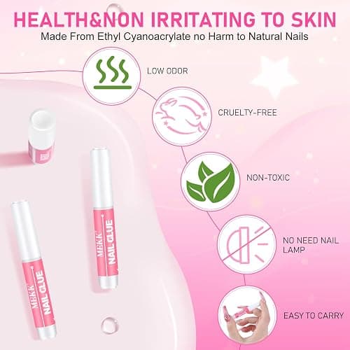 MEKK Nail Glue,Super Strong Nail Glue for Press Ons,Acrylic Nails,Nail Tips | 2g X 12Pcs,4 Weeks Long-Lasting,3-5s Quick Air Dry,Safe Formula,Professional Nail Glue for Home DIY & Salon Use,Nail Supplies thumbnail 4