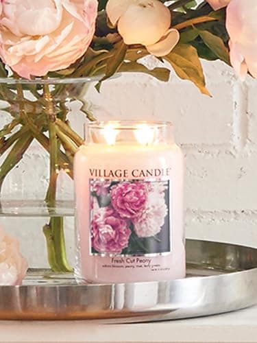 Village Candle Fresh Cut Peony Large Glass Apothecary Jar, Scented Candle, 21.25 oz. thumbnail 2