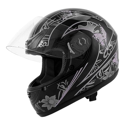XFMT DOT Adult Motorcycle Flip Up Full Face Helmet Street Dirt Bike ATV Helmets (Black Pink Butterfly, Medium) thumbnail 4